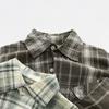 Vintage Korean Style Kids Plaid Long Sleeve Shirt Lightweight Outerwear For Boys Girls