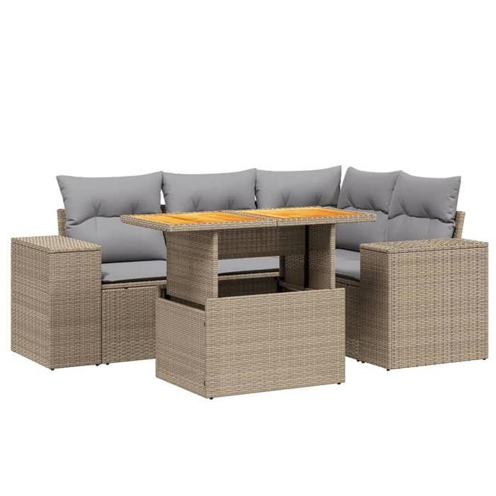 VidaXL Garden Lounge Set with Cushions 5 Pcs, Patio Sofas, Patio Furniture Set, Outdoor Furniture, Beige 3272620
