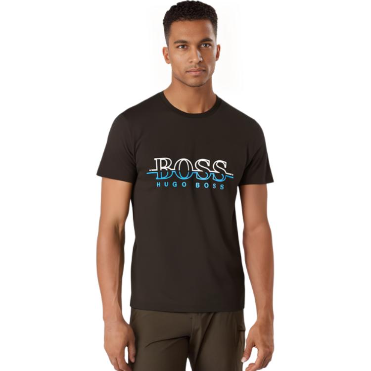 HUGO BOSS T-Shirts Men's Black Crew Neck Moderate Straight Fit 50389696-001