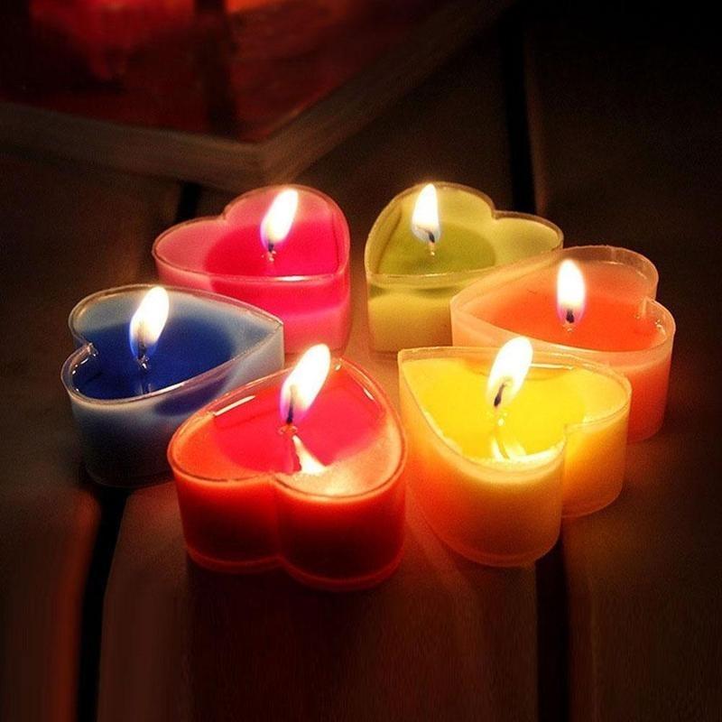 9pcs/set Heart Shaped Candles Scented Candles Wedding Decoration Valentine's Day Gift Romantic Marriage Paraffin Wax Candles