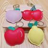 Keychain Pendant Peach-Shaped Card Holder Faux Leather Access Card Case Simulated Fruit Keychain Decorative Valentine Day