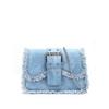 Casual Blue Denim Female Shoulder Bags Simple Commuter Crossbody Bags Portable Flap Tassel Compact Square Bags Women'S Handbags
