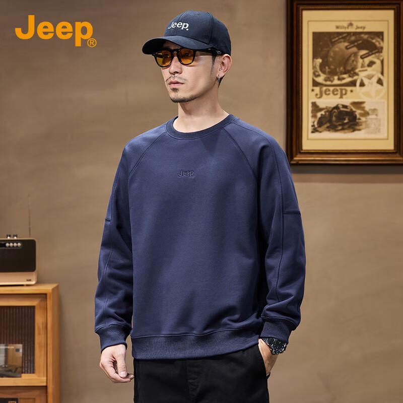 Jeep Men's Loose Fit Long Sleeve Round Neck Sweatshirt