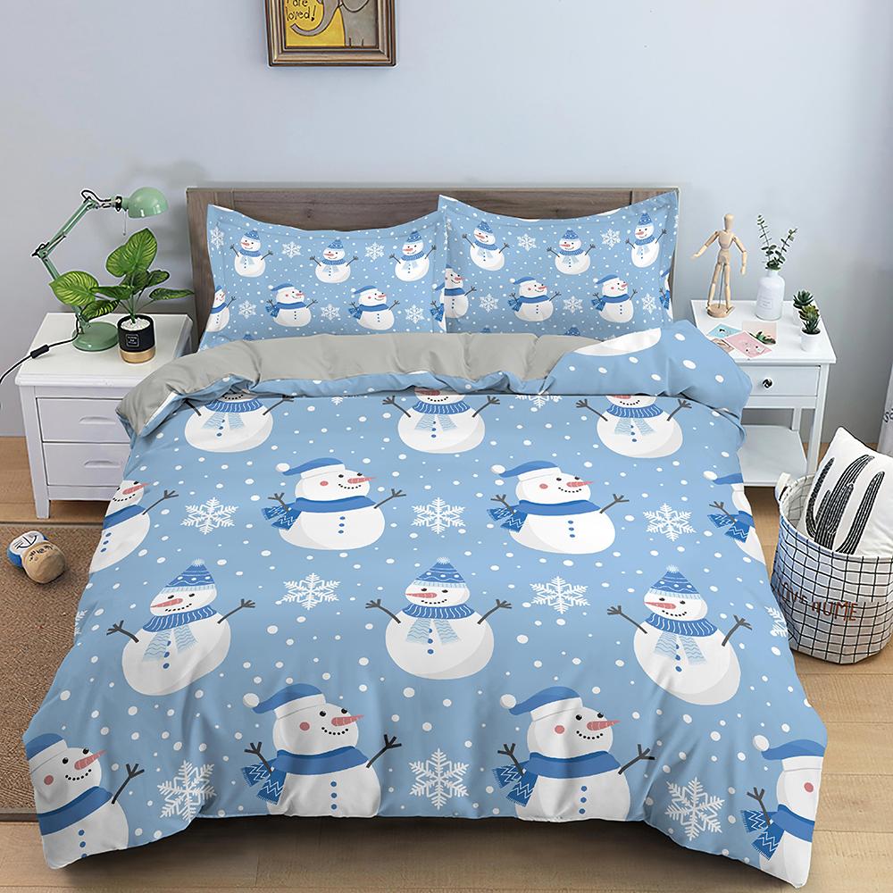 Merry Christmas King Queen Duvet Cover Xmas Bedding Set For Kid Santa Claus Quilt Cover Cartoon 2/3Pcs Polyester Comforter Cover