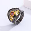 Style Black Retro Red Sun Ring Gold Plated Ring Trendy Versatile Jewelry