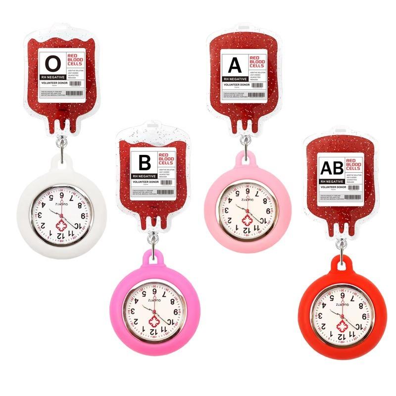 Uhr-Abzeichenhalter, Kreatives medizinisches Thema IV-Beutel Blutgruppendesign Lustiger einziehbarer Ausweishalter mit Lanyard für medizinisches Personal