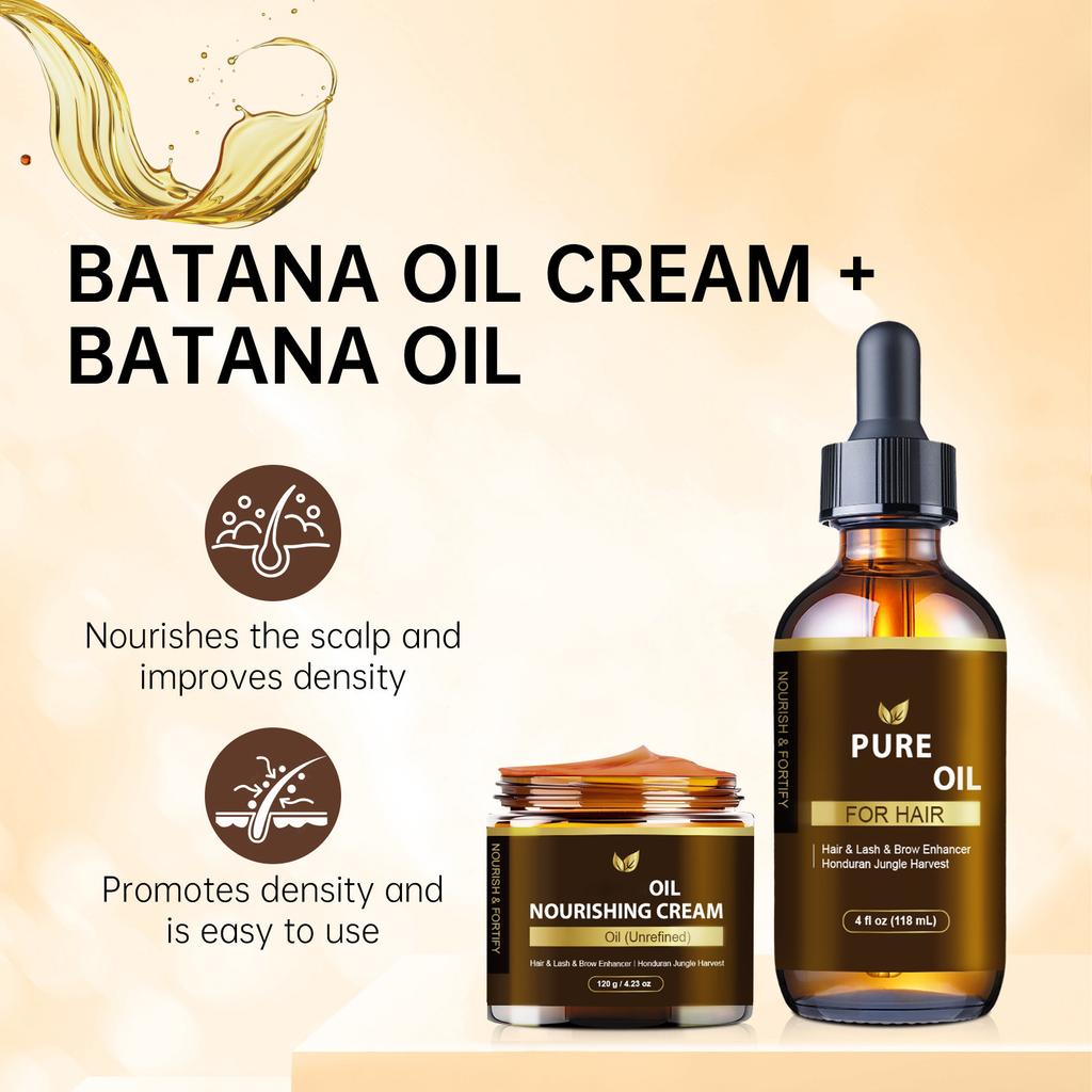 Natural Hair Care Oil, Nourishing Damaged Hair. Natural Hair Growth Oil Hair Care Cream Set Nourishes The Scalp,118ml+120g