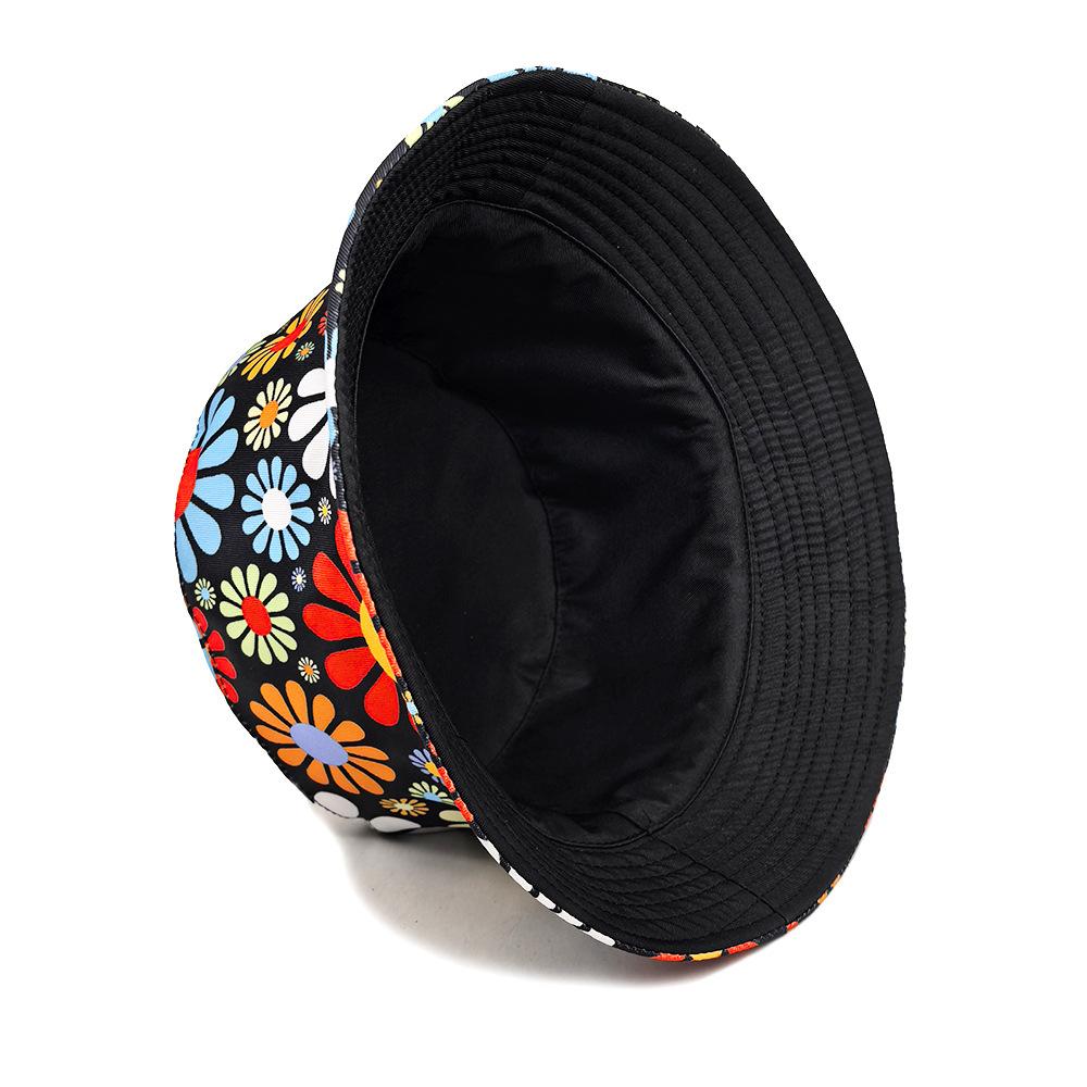 Bucket Hat Fashion Print Fisherman Hats Double Sides Flat Top Panama Caps for Men Women Reversible Outdoor Sun Hats Basin Cap