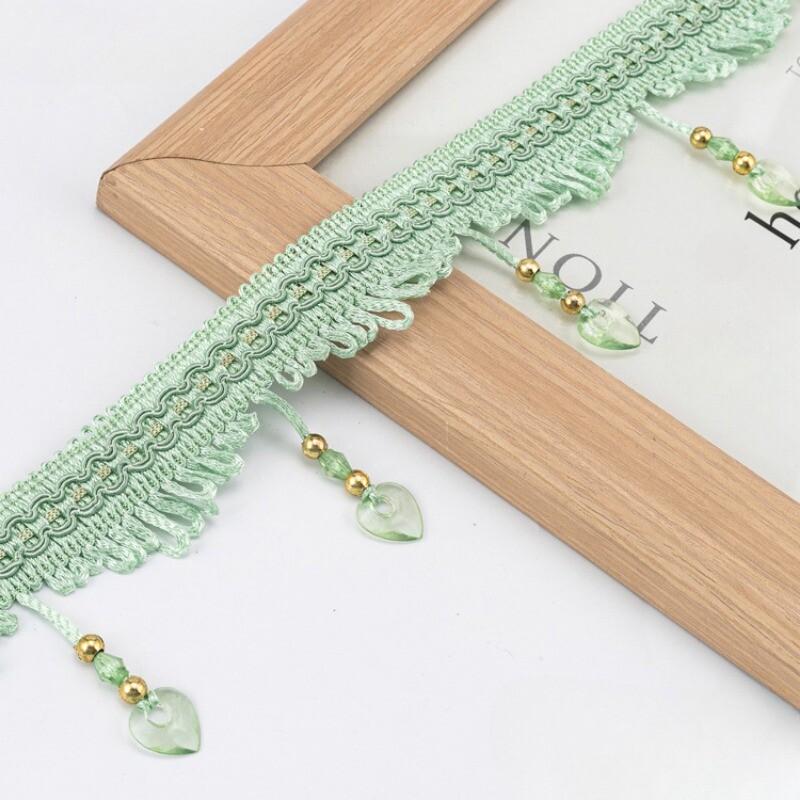 11m Crystal Beads Tassel Trim Curtain Accessories Lace Edge Pendant Decor