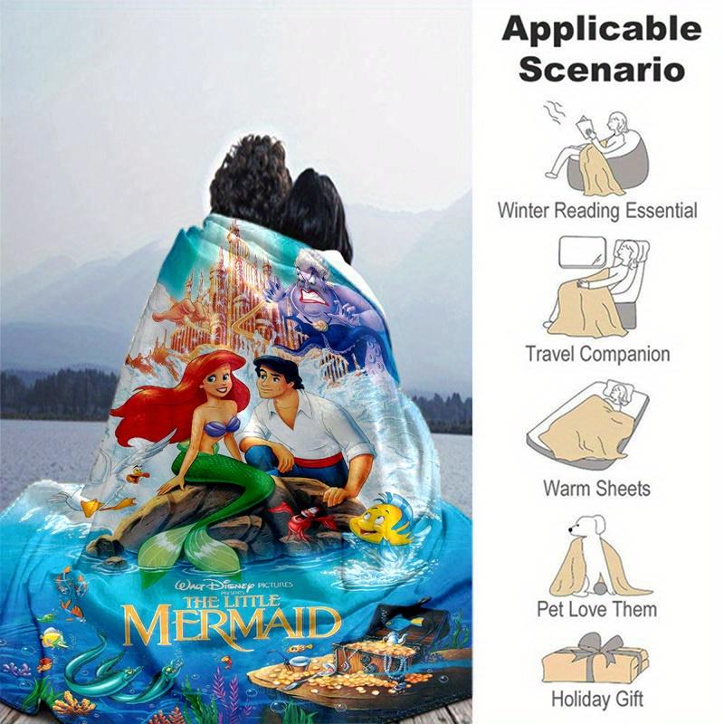 The Little Mermaid Cartoon Blanket, Short Plush Cute Warm Blanket, Living Room Home Decoration Sofa Four Seasons Travel