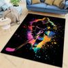 Bunte Illustration eines Hockeyspielers Teppich für Wohnzimmer Schlafzimmer Nachttisch Bodenmatte Garderobe Kinder Spielmatte Teppich