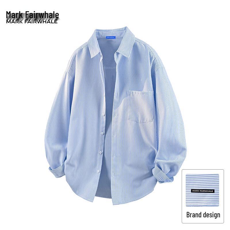 Mark Fairwhale Men s Trendy Japanese Style Long-Sleeve Lapel Shirt L