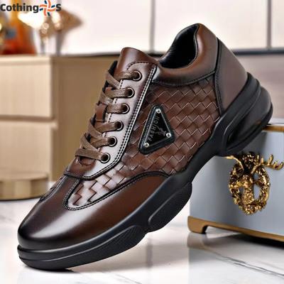 Chaussures de sport décontractées pour hommes, chaussures polyvalentes, respirantes, à semelle épaisse, antidérapantes, résistantes à l'usure, en cuir