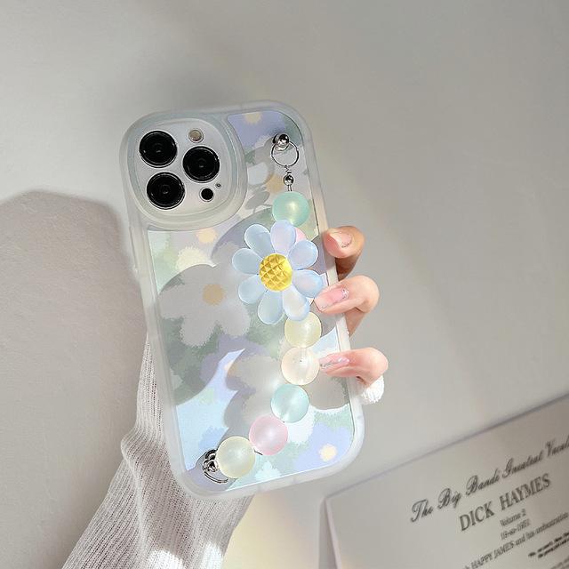 Art Wavy Blue Flower Strawberry Cute Silicone Soft Back Case For Iphone 14 X Xr 7 8 Plus 13 Promax 11 12 Mini Xsmax Phone Capa