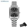 CRRJU Women Watches Creative Steel Dress Bracelet Wristwatches Ladies Square Waterproof Female Watch