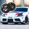Mxfans 4pcs Black Fish Pattern Rubber Tires Aluminum Alloy Silver Grey 5 Spoke Wheel Rims for RC Car & 110 On-Road