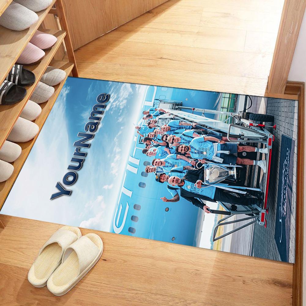 Manchester City Customized Name Area Rug Perfect for Entryway Hallway Decorate room Playrooms Anti-slip Rug Anime Office Decor Birthday/Christmas Gift