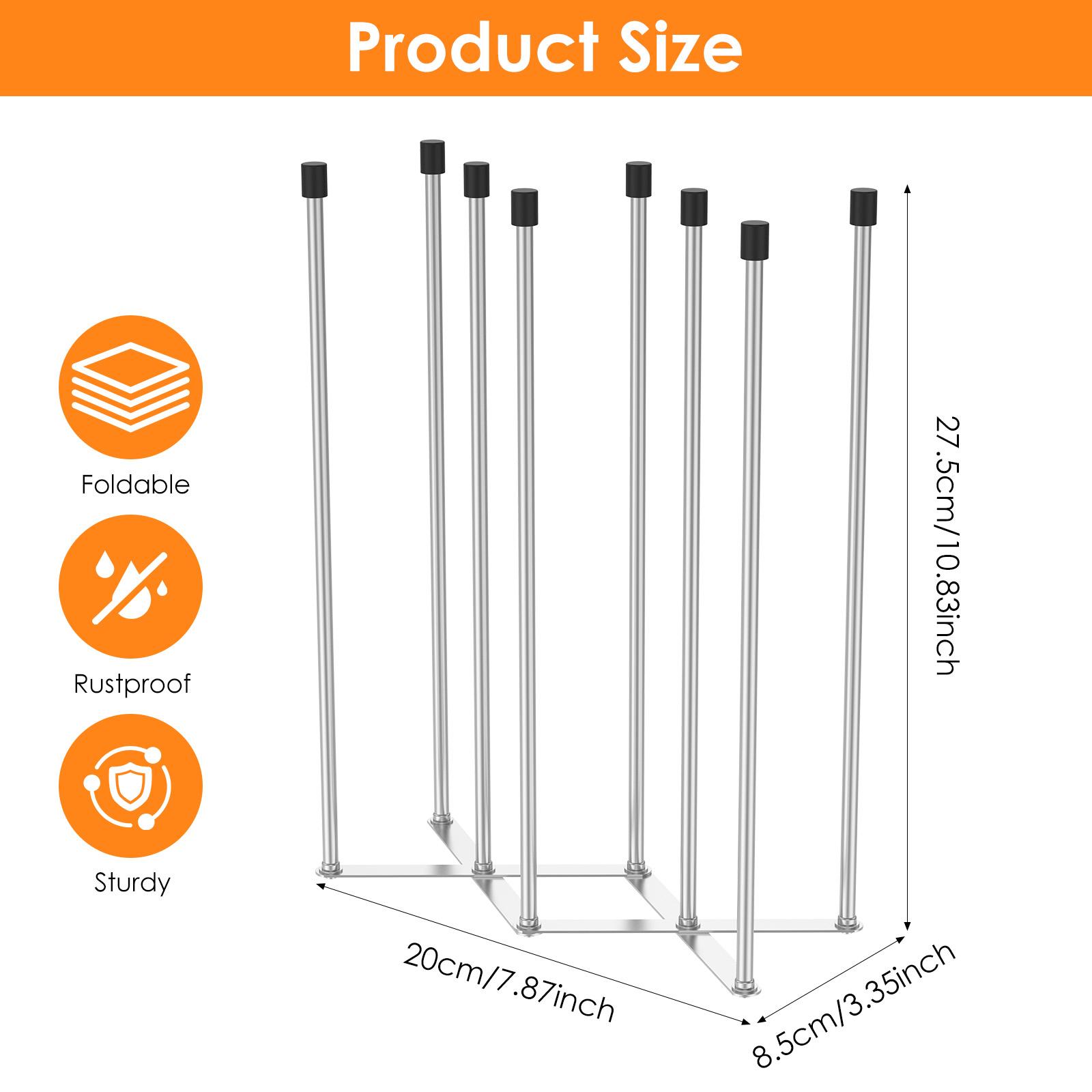 Foldable Baby Bottle Drying Rack Stainless Steel Vertical Cup Storage Rack Universal Kitchen Utensil Drain Rack for Countertop