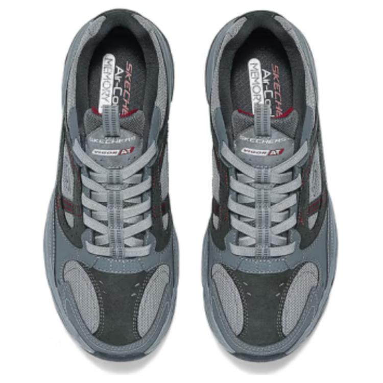 Skechers Outdoor Mens Fashion Versatile Durable Low-Top Casual Shoes Men Sneaker Charcoal Red 237740-CCRD