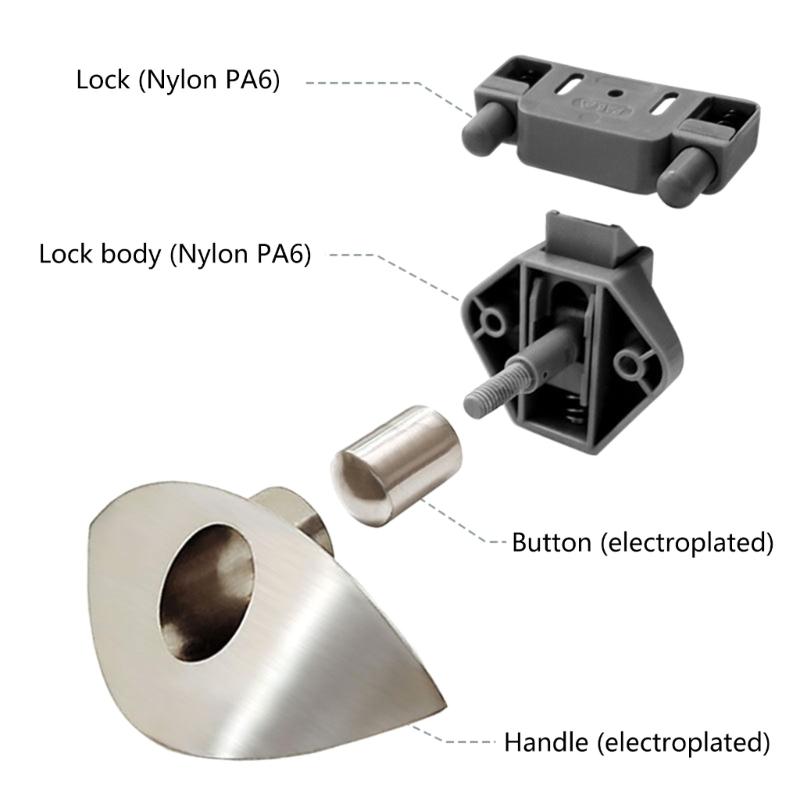 Cabinet Lock Handle Furniture Door Lock Cupboard Hardware Household Drawer Keyless Button Lock Push Catch