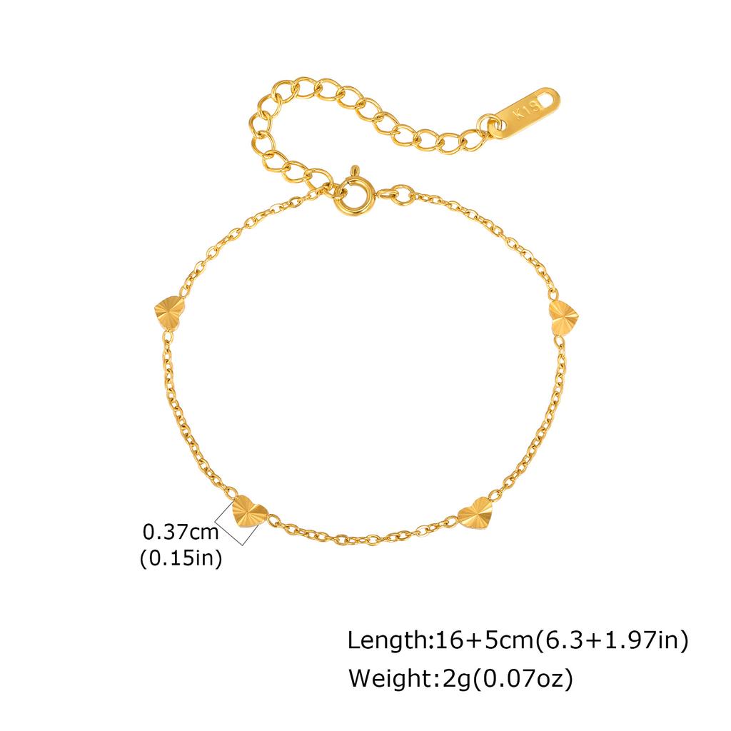 Elegant Heart Stainless Steel Bracelet for Women Girl, Waterproof Gold Plated Charm Bracelet, Luxury Aesthetic Party Jewelry
