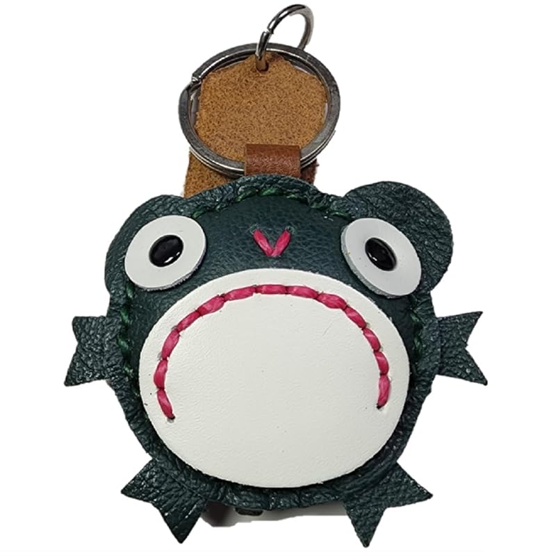 

[deaizaka.biz] frog key ring frog Made of leather plump cute handmade leather bag charm 100% cowhide