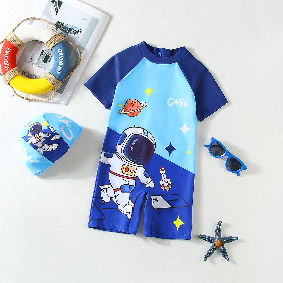 

Детский быстросохнущий слитный купальник «Астронавт» - 2025 Мультяшный купальник для малышей 7 years синий