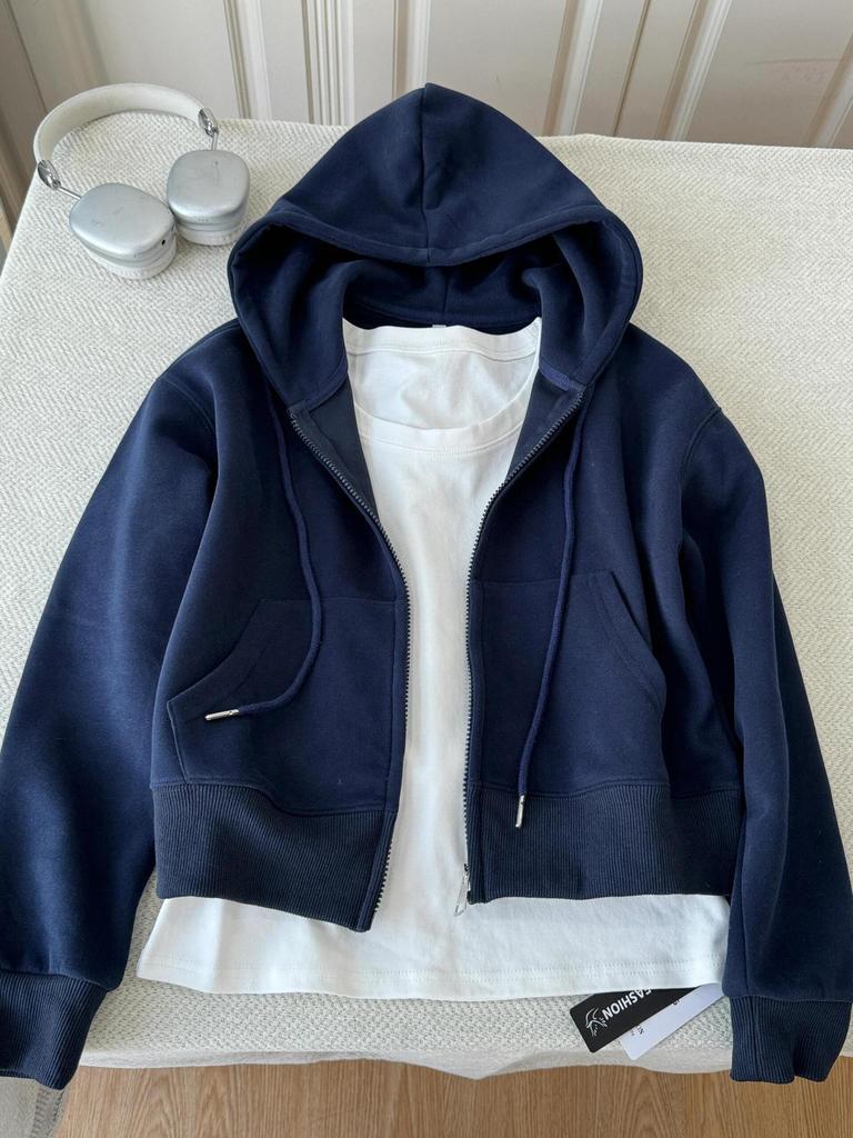 Dámská růžová mikina s kapucí - Jaro/Podzim 2024 Ležérní volný střih Krátká bunda