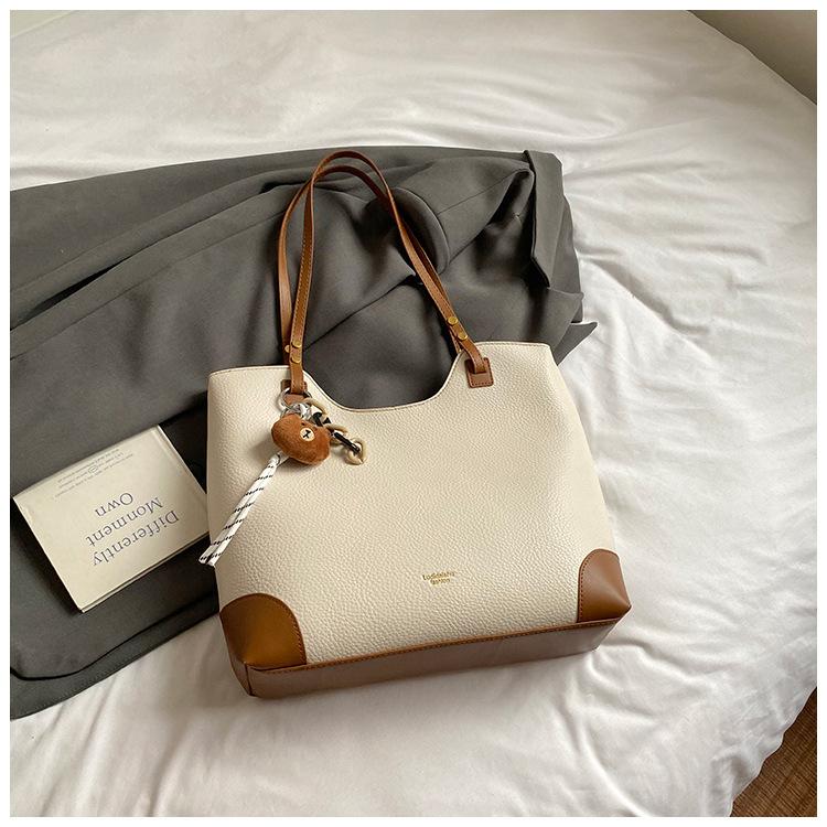 

New casual versatile shoulder bag niche design handbag contrasting color retro underarm bag large capacity tote bag
