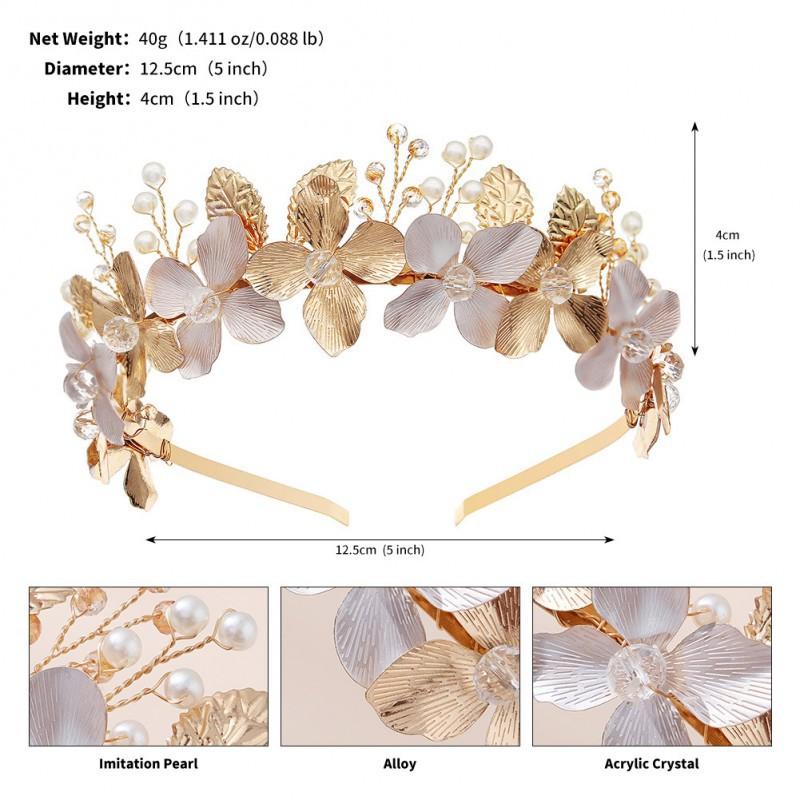 Sen Flower Headband Wedding Bride Bridesmaid Wreath Headgear Handmade Light Luxury Retro Metal