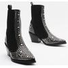 Square Heels Classic Fashion Rivets Elastic Ankle Boots Shoes Women Chelsea Boots