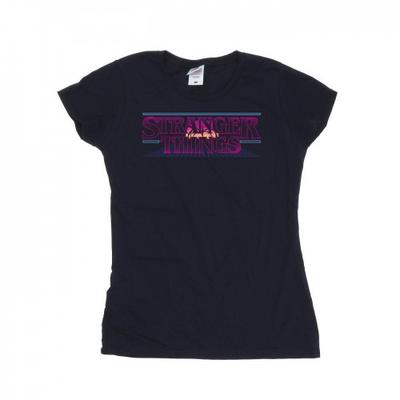 Camiseta feminina/feminina Stranger Things de algodão com título retrô da Netflix