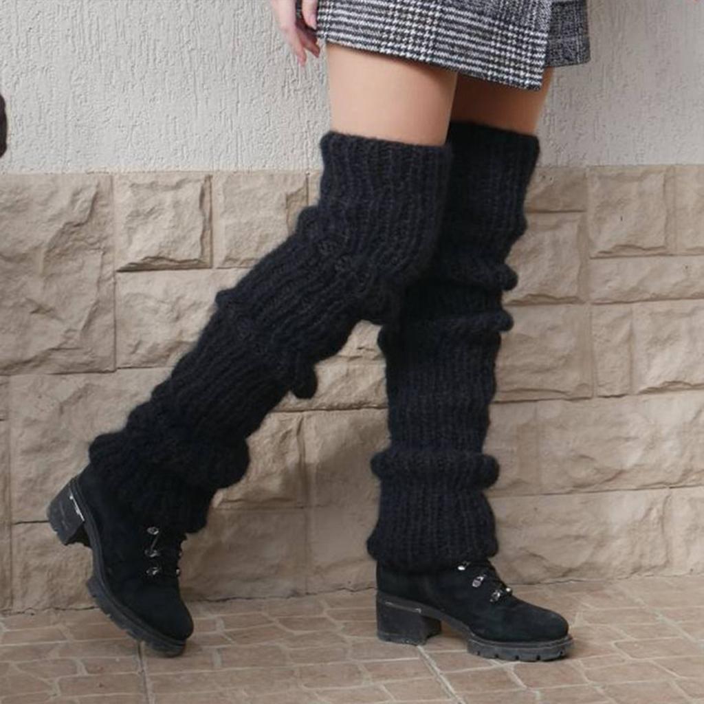 Women Mohair Leg Warmers Winter Warm Open Toe Leg Warmers for Party Sports Casual Socks