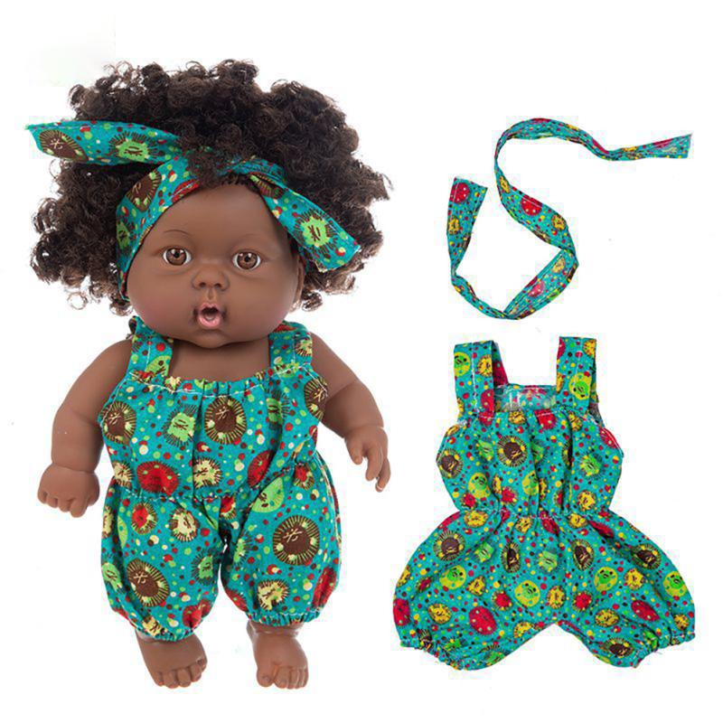 8 Inch African Black Baby Doll Realistic Cute Lifelike Play Doll With Clothes For Kids Perfect For