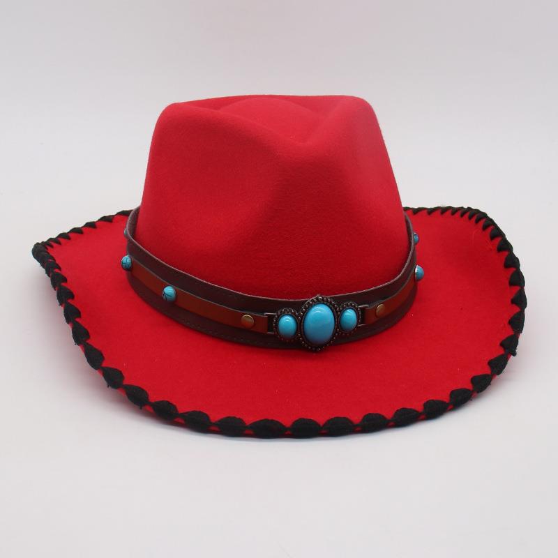 Fashion And Simple Ethnic Style Jazz Hat Men'S And Women'S Hat Cross-Border Wholesale Cowboy Hat Tibetan Vacation Hemming Top Hat