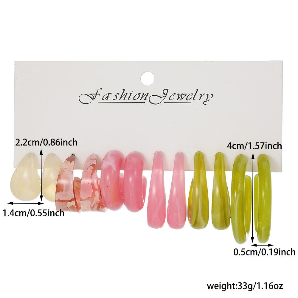 European and American Jewelry, Color Acrylic 1 Pair Earrings Combination Fashionable Geometric Dopamine Drop Earrings Women