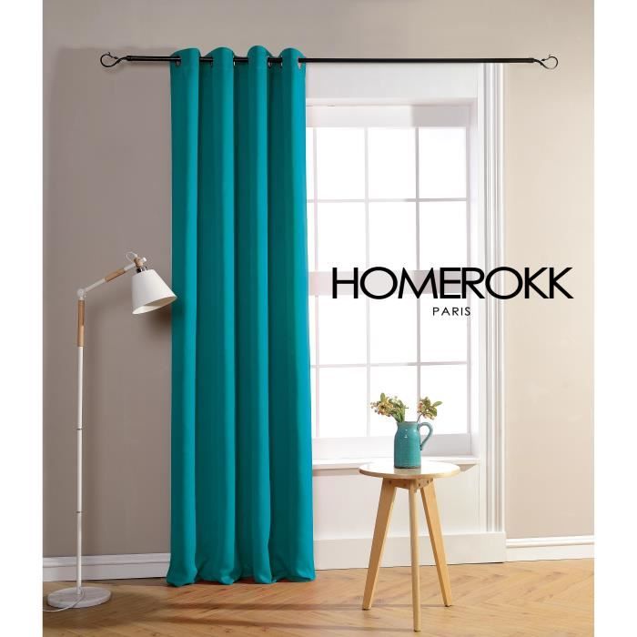 Lot de 2 Rideaux Occultant 140 x 240 cm TURQUOISE - HOMEROKK