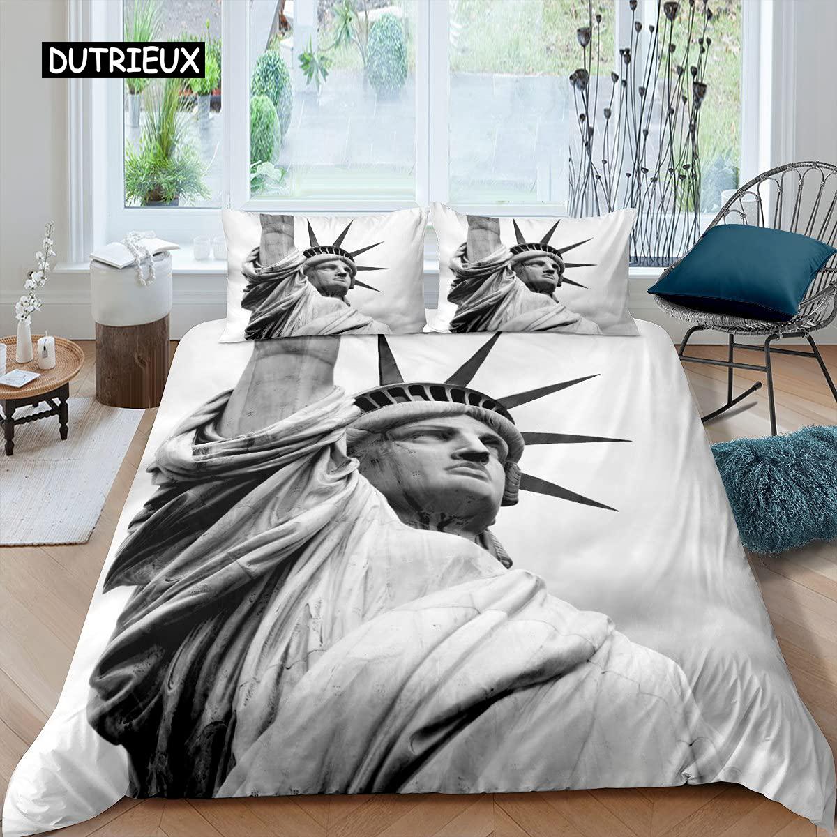 

Statue of Liberty Bed Cover Package World Famous Building Bed Linen Package for Boys Girls Premium Microfiber Brand New York Landmark Comforter Cover EU single(135x200cm)