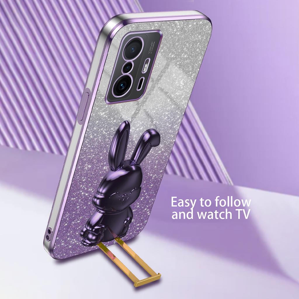 For Xiaomi 11T 5G/11T Pro 5G Phone Case Pull-out Kickstand Electroplating PC+TPU Cover
