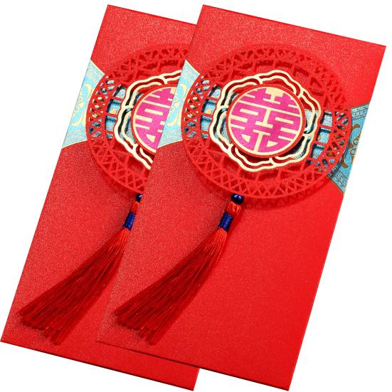 

Красный конверт. Привлекательные идеальные подарки. Бумага с изысканным дизайном с кисточками. Красный счастливый карман. 7