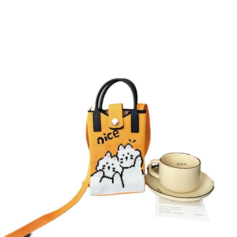 Premium Sense Ns Mobile Phone Bag New Cartoon Knitted Bag Dopamine Niche Versatile Messenger Shoulder Bag Handbag