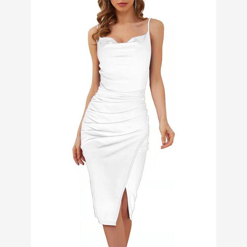 

Fashion WOMEN S Temperament Suspender Dress Evening Dress White M