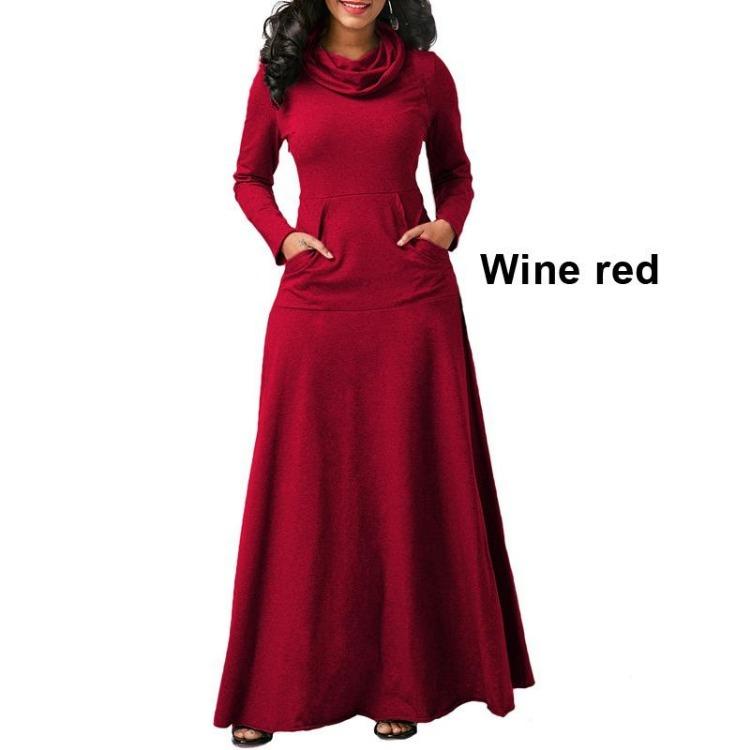 Women Plus Size Casual Long Dress Cotton Pullover Autumn Winter