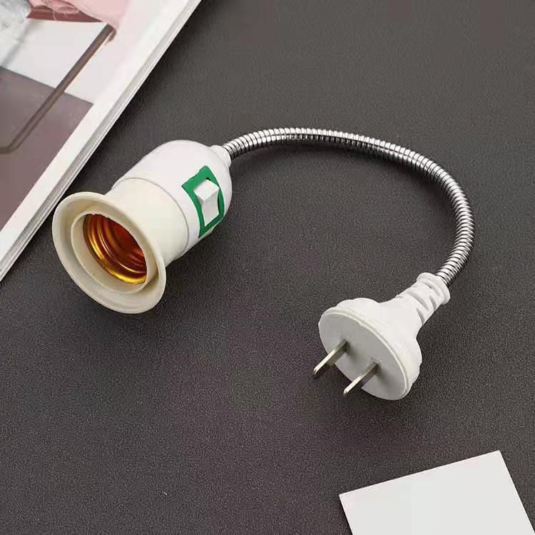 E27 Stainless Steel LED Lamp Holder with Switch – Universal Screw Conversion Fixture