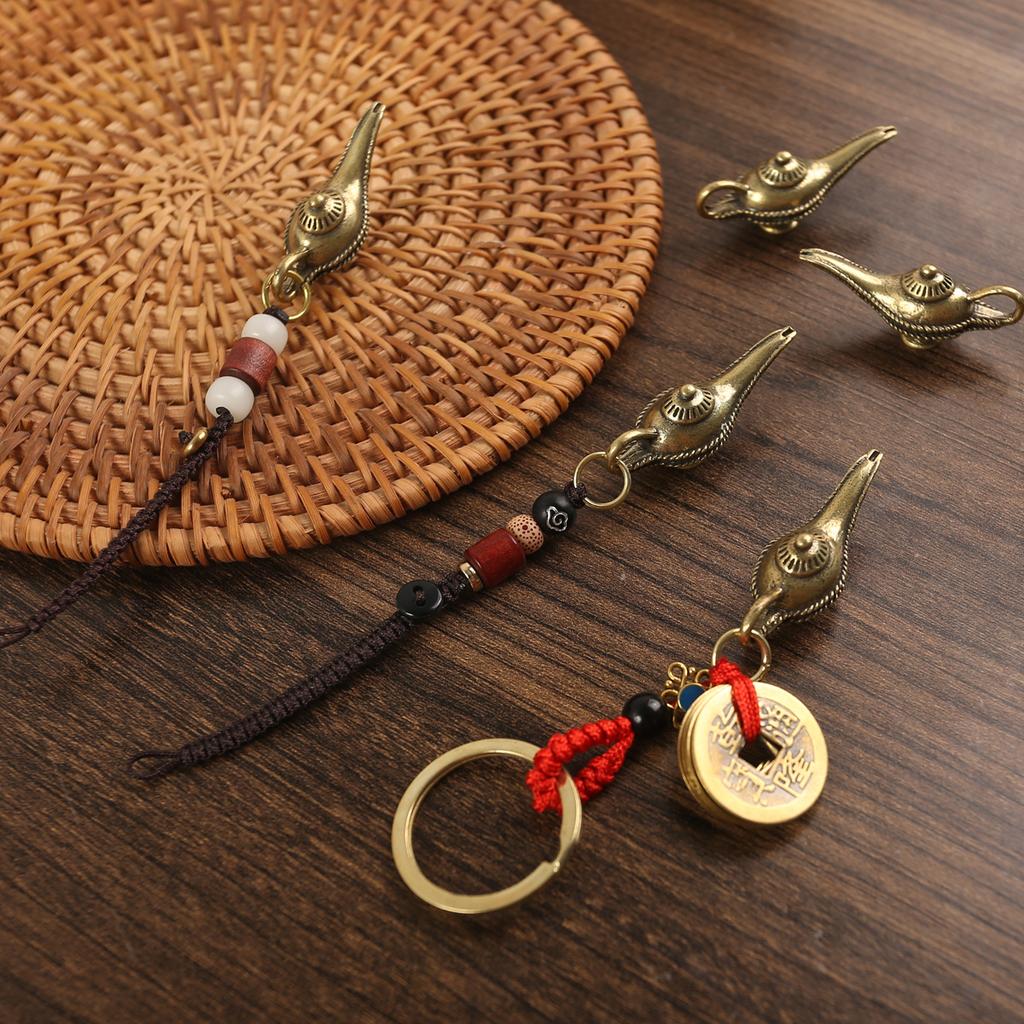 Brass Search Banner Magic Lamp Pendant Imitation Brass Retro Keychain Pendant Auspicious Retro Brass Accessories Pendant