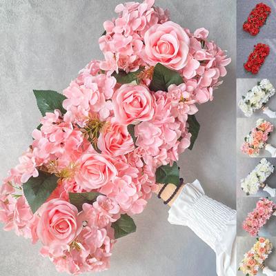 Artificial Flower with Green Leaves Realistic Artificial Rose Flower Row T Stage