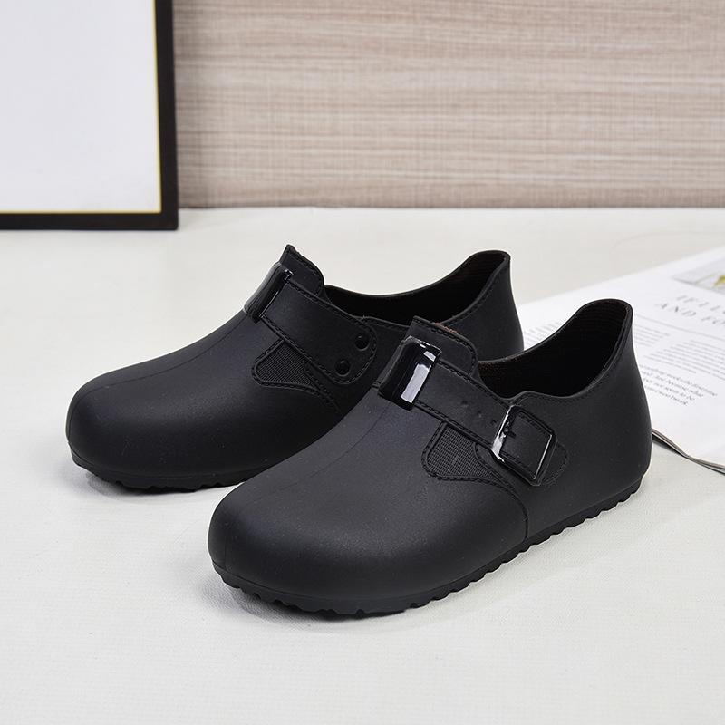 

Fashion new adult low-top waterproof shoes rain shoes rain boots women s summer work treading water outside wearing rubber shoes kitchen short tube 36 чёрный
