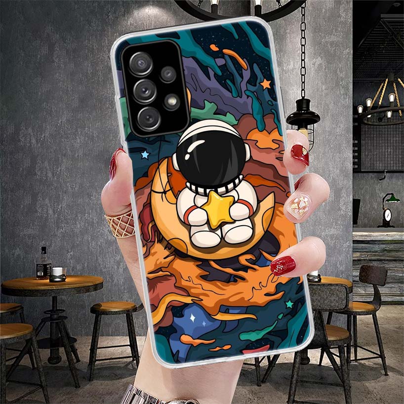 Cartoon Planet Astronaut Star Rocket Soft Phone Case For Samsung Galaxy A12 A22 A32 A52 A72 A02S A51 A50S A71 A70 A31 A20S Note