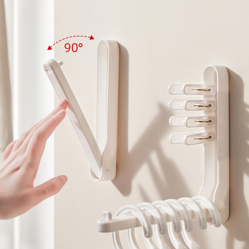 Clothes Hanger Storage Artifact No Punching Bedroom Organization Multifunctional Household Foldable Clip-Proof Anti-Slip