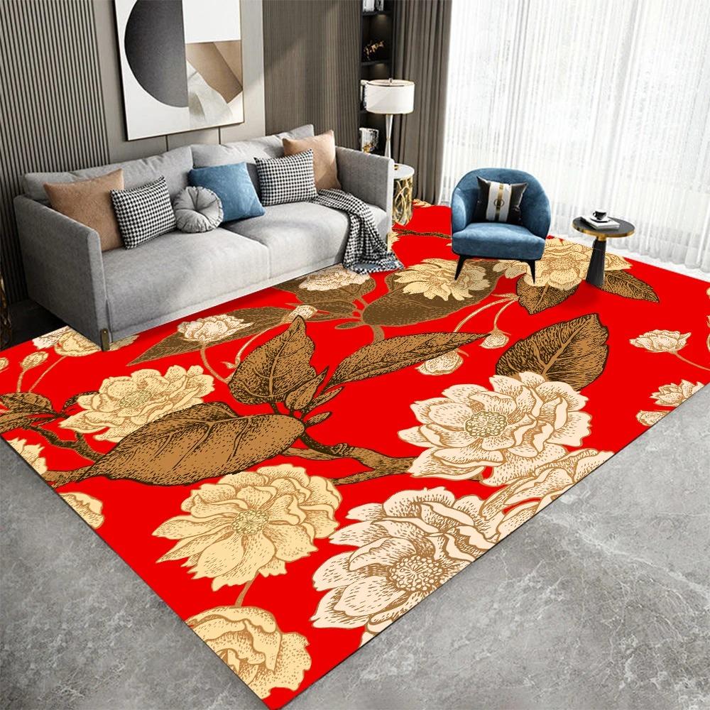Flower Print Bedroom Floor Mats Decoration Home Living Room Floor Mats